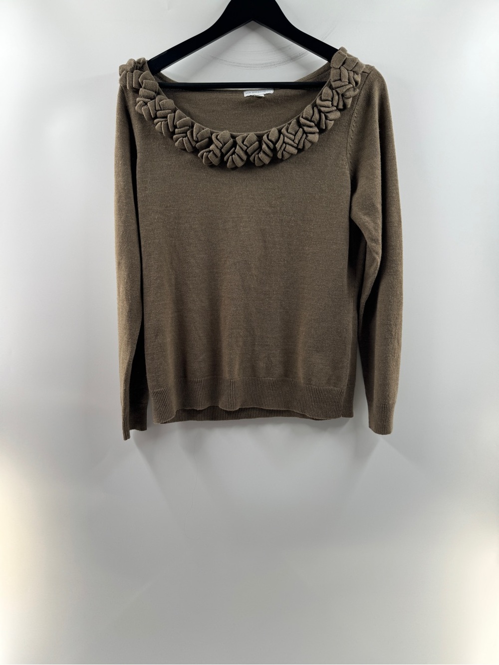 New York & Company Brown Rosette Neckline Sweater – Women’s Large
